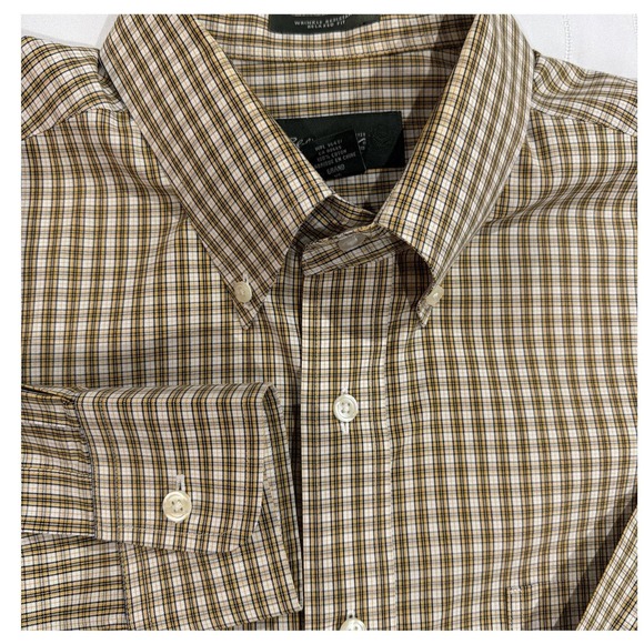 Eddie Bauer Other - Eddie Bauer Mens Size XL Plaid Shirt Yellow Black Wrinkle Resistant Relaxed Fit